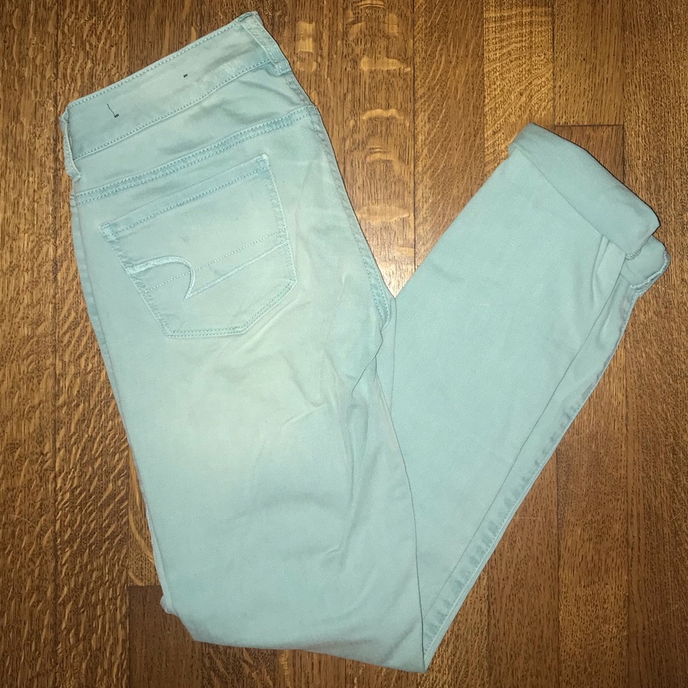 American Eagle Blue/Mint Skinny Jegging